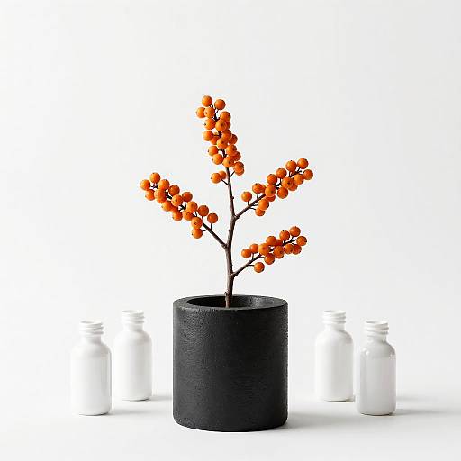 Matte Black Cylinder with Orange Berries