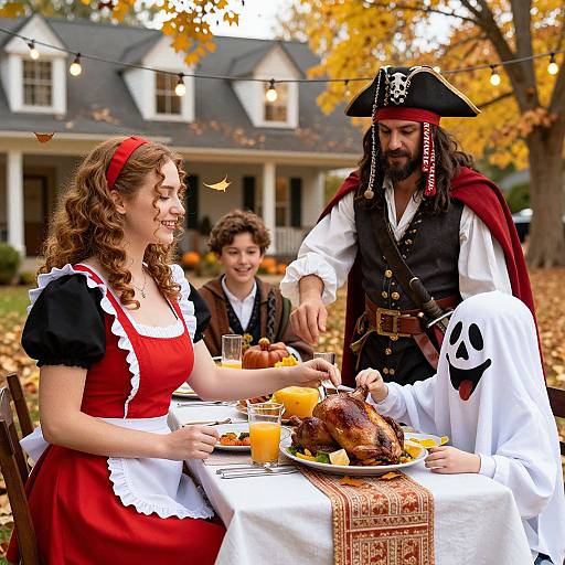 Vibrant Outdoor Thanksgiving Costume Party