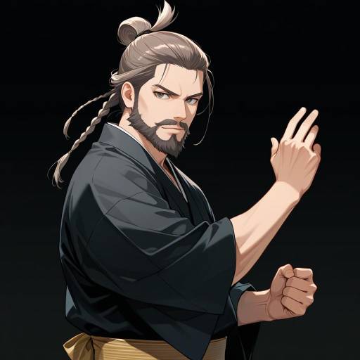 Elegant Japanese Man in Traditional Attire Elegant Japanese Man in Traditional Attire