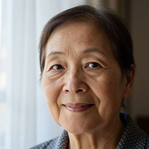 Elderly Woman Portrait from Bug's-Eye View