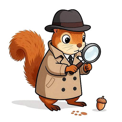 Detective Squirrel with Magnifying Glass