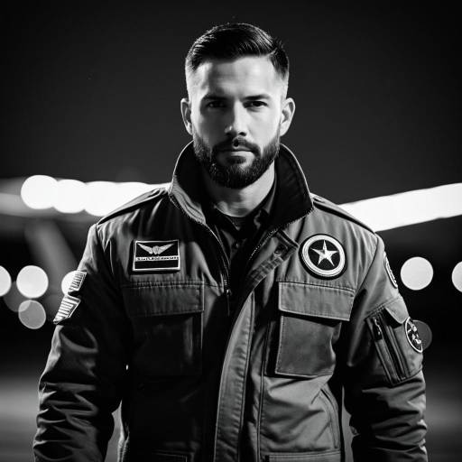 Man in Aviation Casual Wear with Bokeh Background