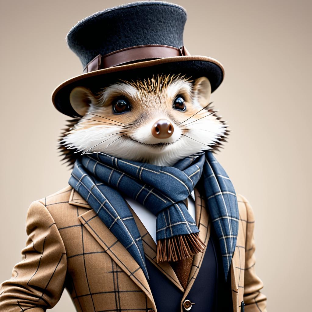 Stylish Anthropomorphic Hedgehog in Fedora