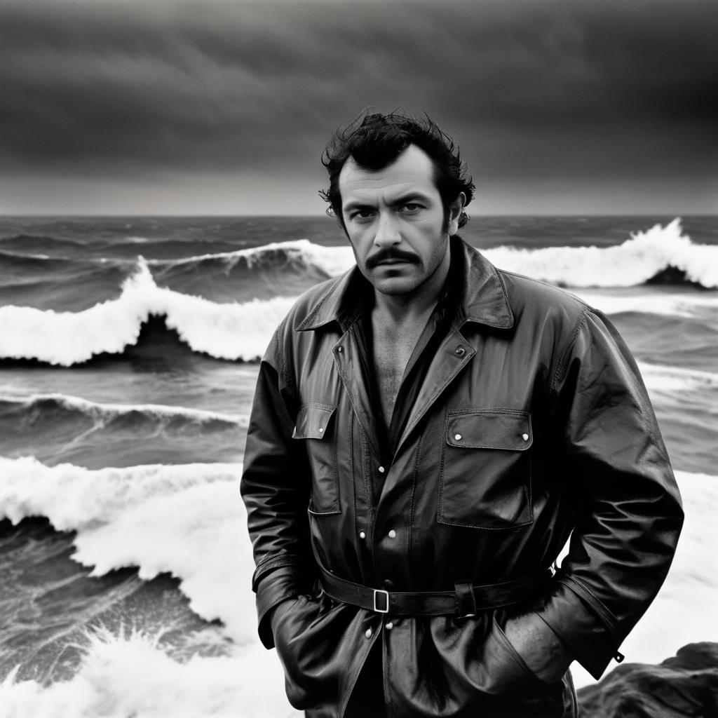 Dramatic Black-and-White Fisherman Photo