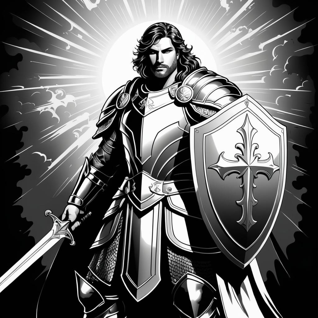 Valiant Paladin in Holy Light Illustration