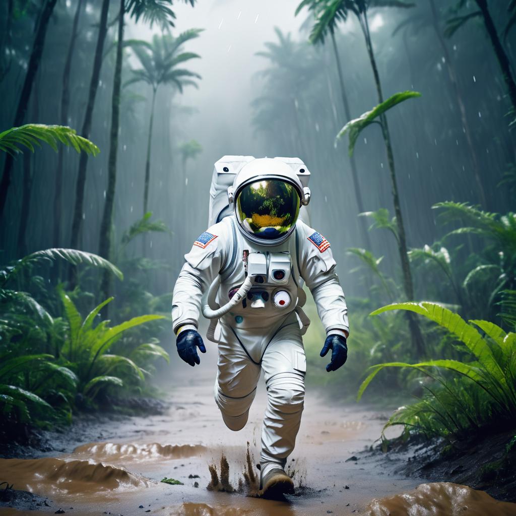 Heroic Astronaut in Alien Chase