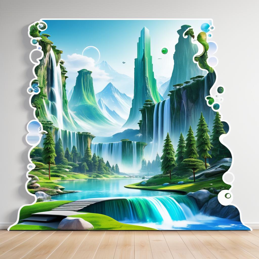 Futuristic Serene Skateboard Sticker Scene