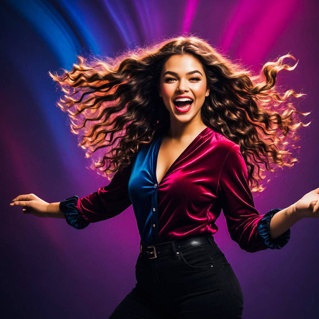 Excited Girl at a Rock Concert Photoshoot