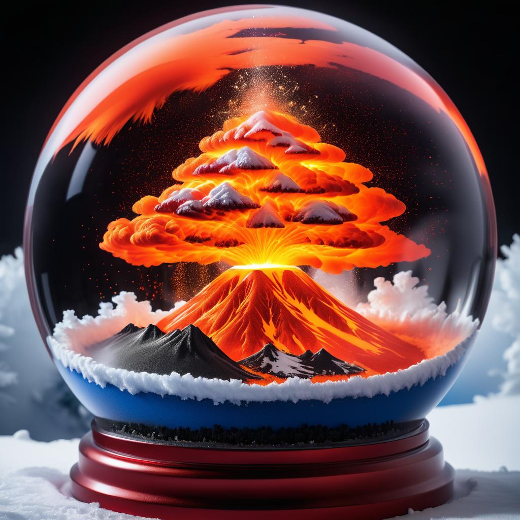 Stunning Volcano Eruption in Snow Globe