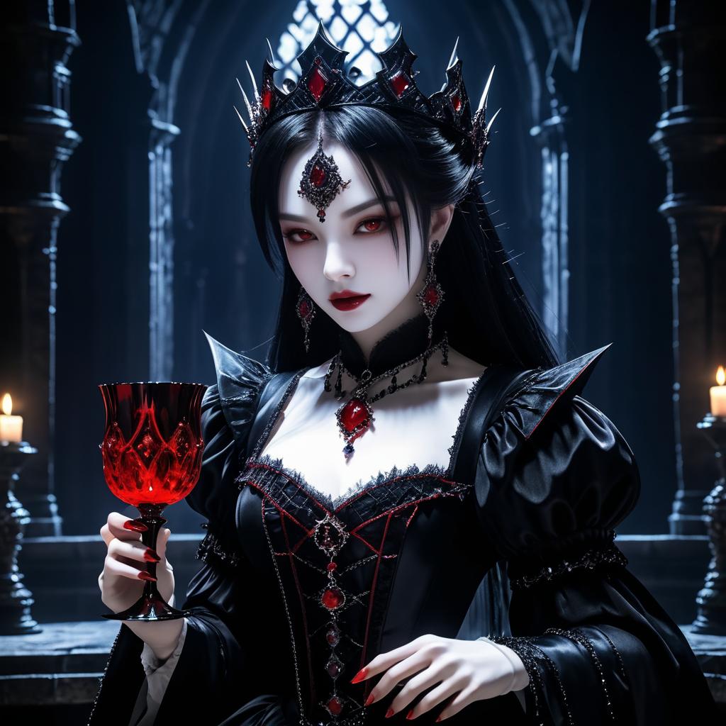 Gothic Vampire in a Dark Castle