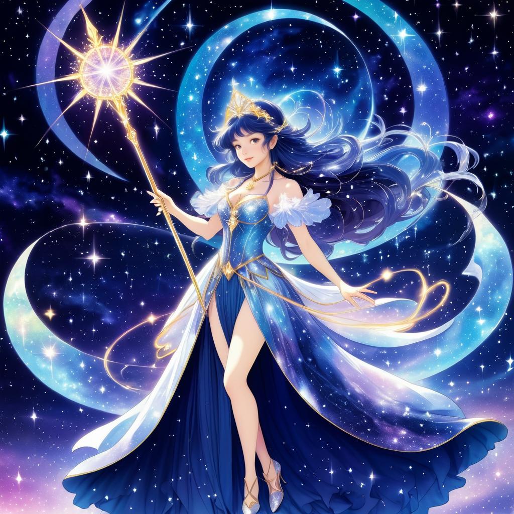 Celestial Sorceress in Cosmic Anime Art