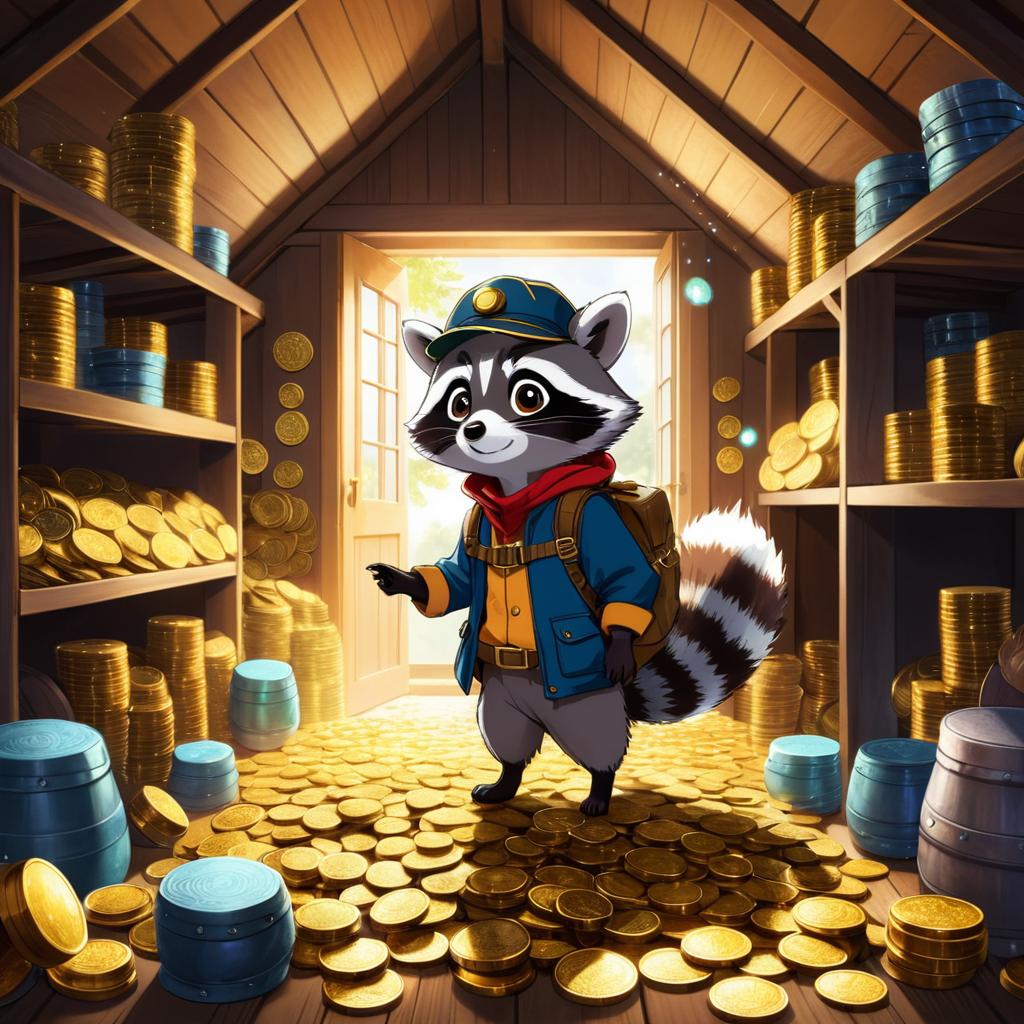 Curious Raccoon in Treasure Attic