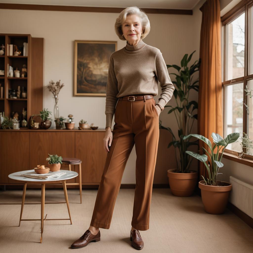 Chic Elderly Woman in Earthy Tones