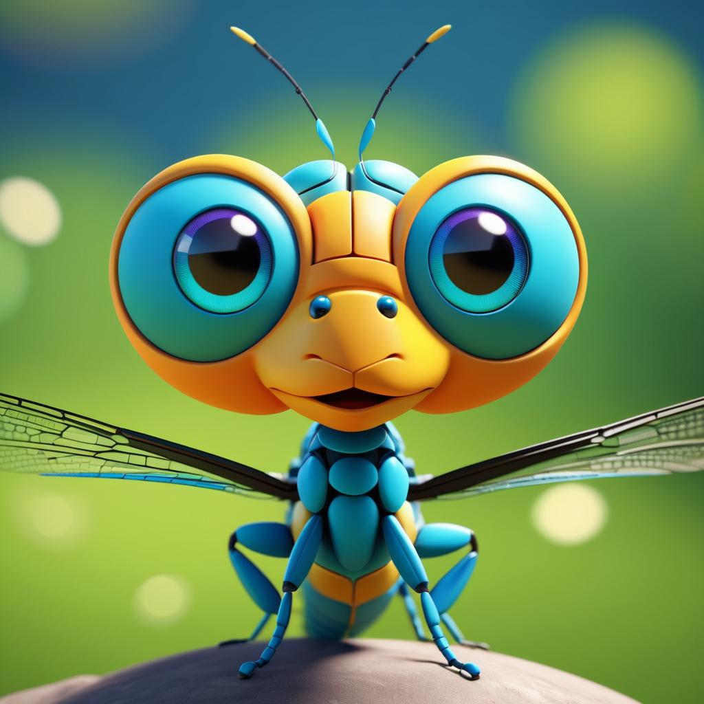 Playful Cartoon Dragonfly Character Design