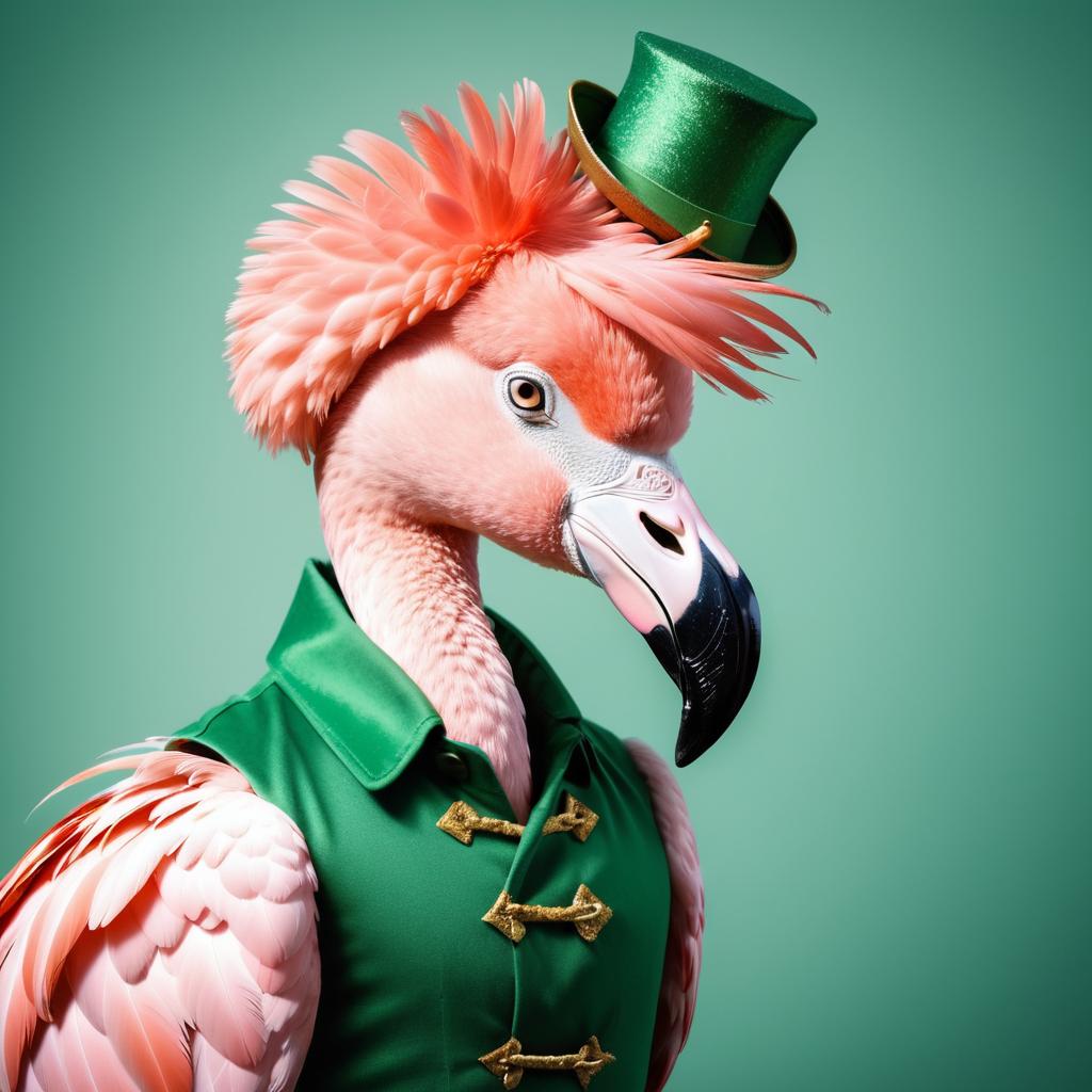 Whimsical Flamingo in Peter Pan Costume