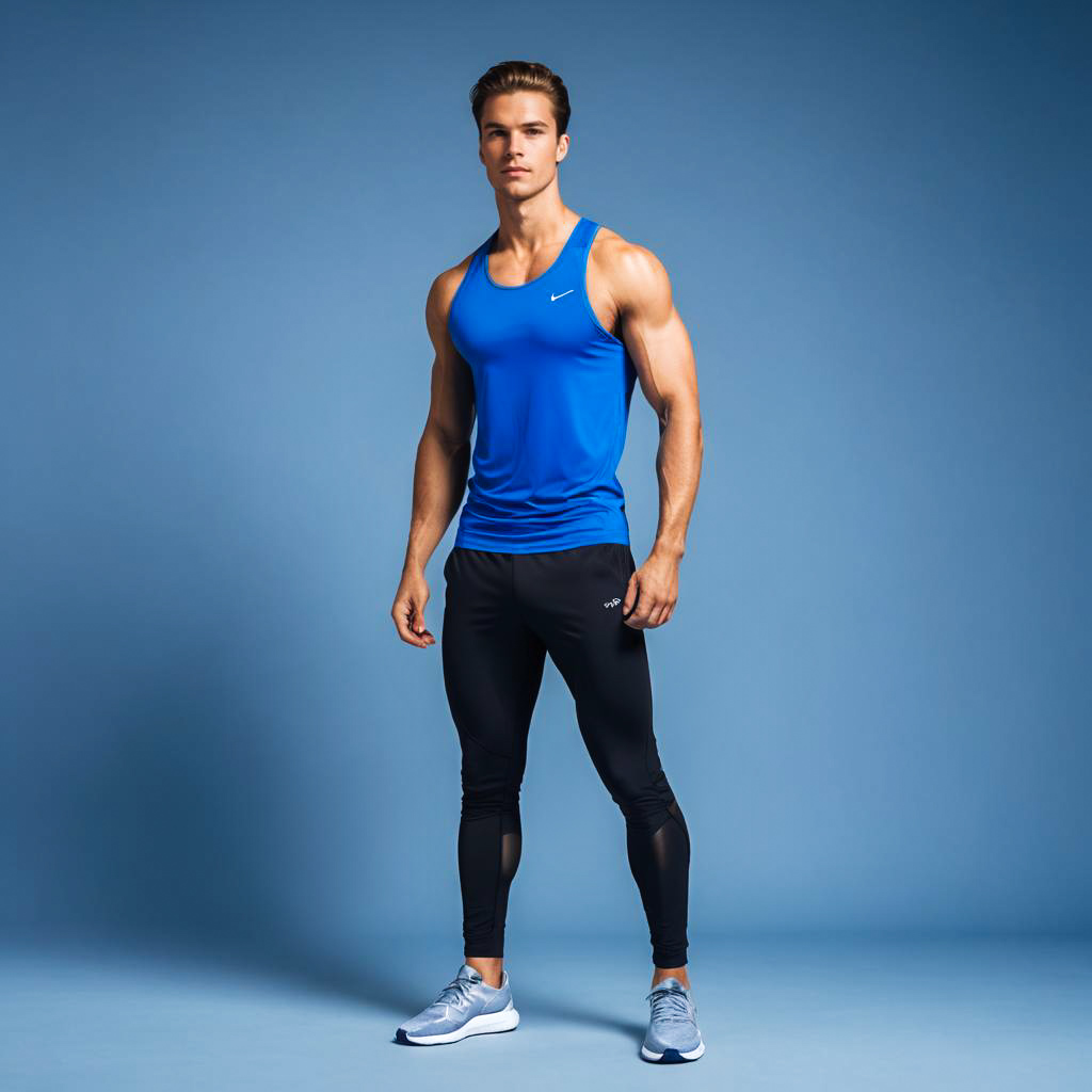 Stylish Young Man in Electric Blue Studio