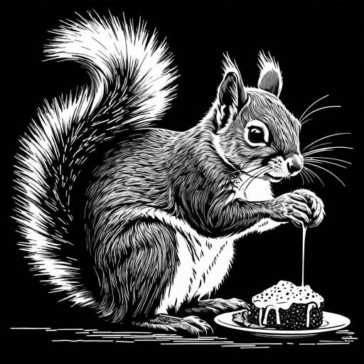 Stylized Squirrel Illustration on Black