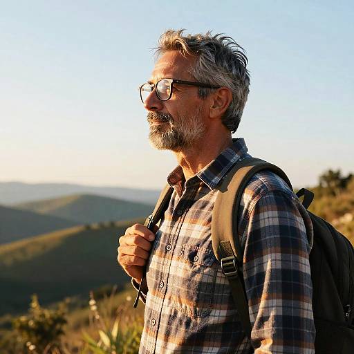 Gray-Haired Man in Golden Hour
