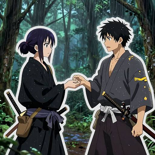 Gritty Samurai Anime Neon Forest