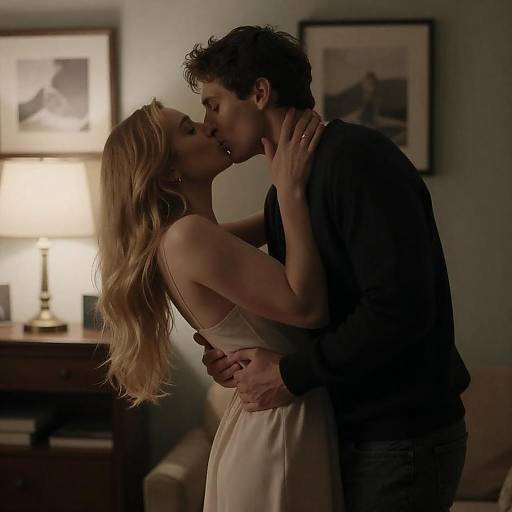 Dimly Lit Room Passionate Kiss