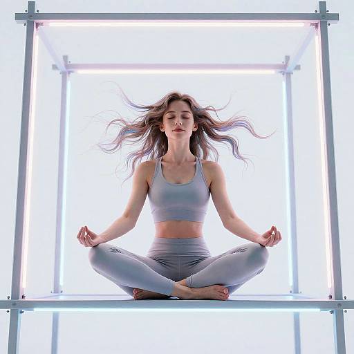 Ethereal Woman in Neon Meditation