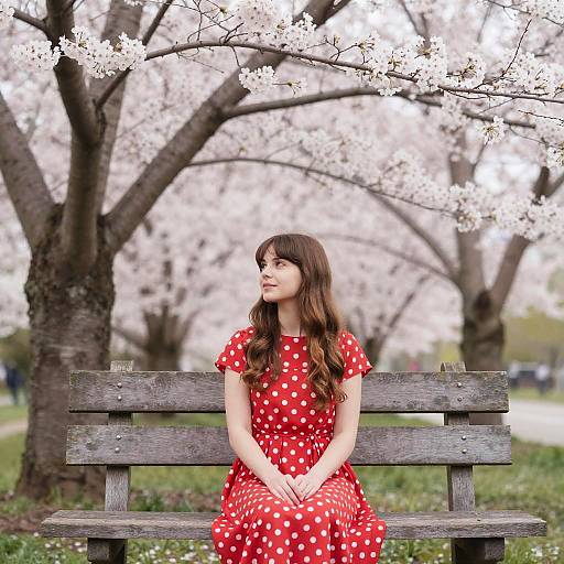Girl in Red Polka Dot Dress by Cherry Blossom