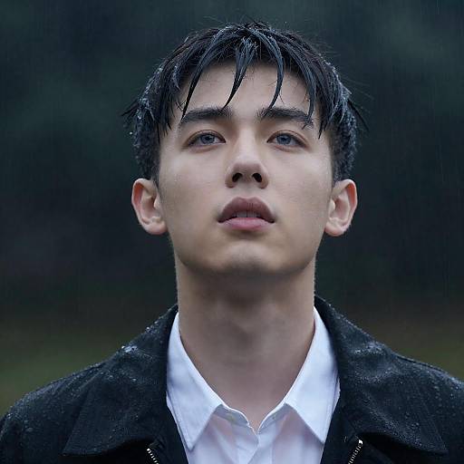 Candid Rain Portrait of a Young Man