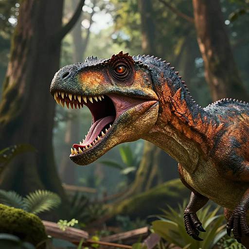 Fierce Velociraptor Roar in Forest