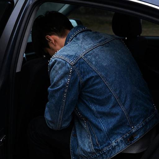Dramatic Portrait in a Dark Car