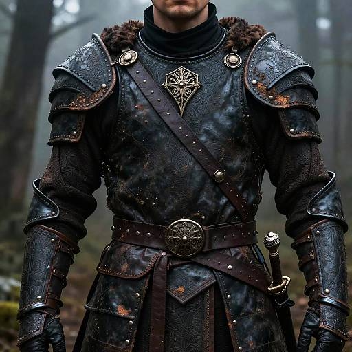 Fantasy Warrior Leather Armor in Misty Forest