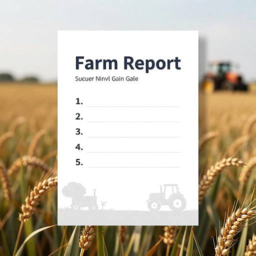 Photograph of a wheat field with a white overlay text box listing 