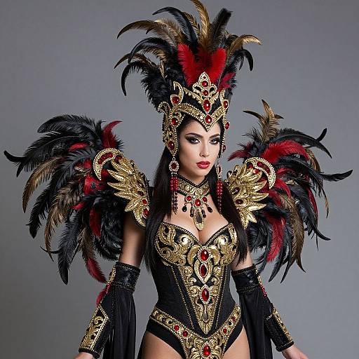 Ornate Female Costume with Feathers