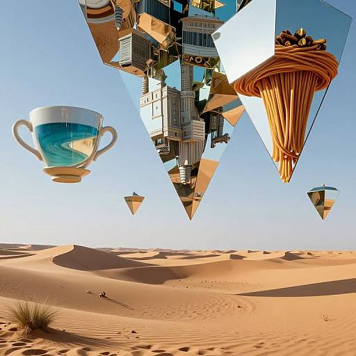 Surreal Floating Mirror Desert