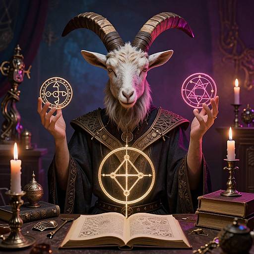 Surreal Bafomet with Alchemical Symbols