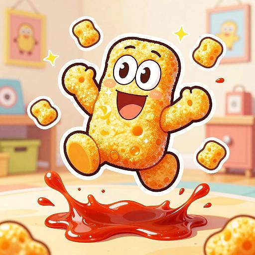 Cheerful Cartoon Cheese Puffs Mascot