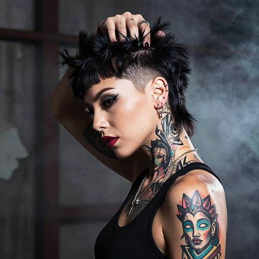 Punk Bob Haircut with Tattoos