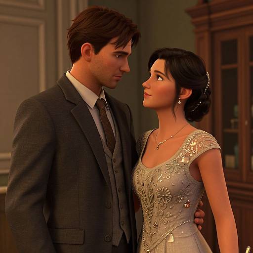 Romantic Cinematic Couple in Vintage