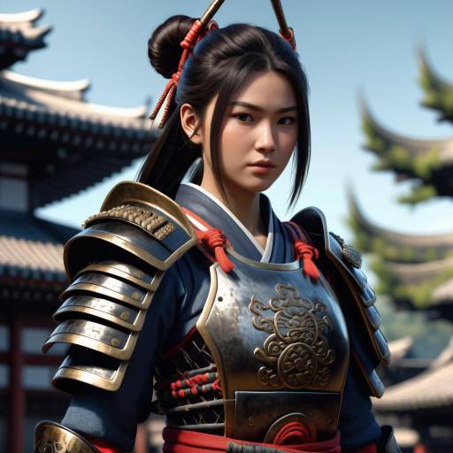 Female Samurai Warrior in Traditional Armor