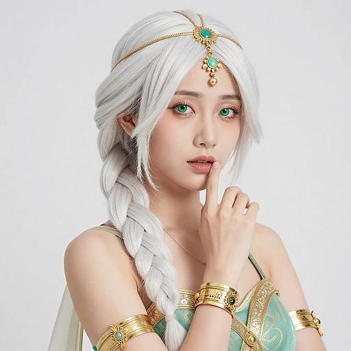 Portrait of Asian Woman with White Hair