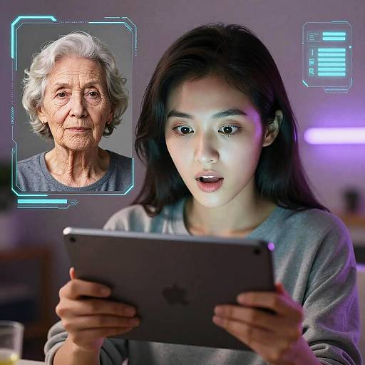 Cyberpunk Woman Aging Filter Experiment