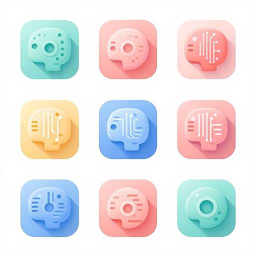 Minimalistic AI Symbols in Pastel
