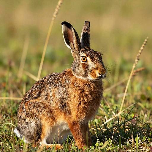 Alert Hare in Sunlit Meadow