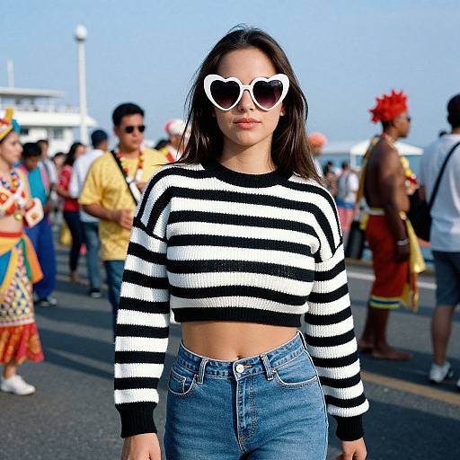 Vibrant Woman at Waterfront Celebration