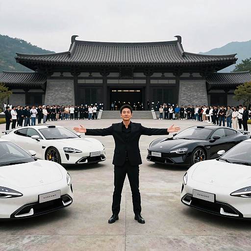 Man Among Futuristic Sports Cars