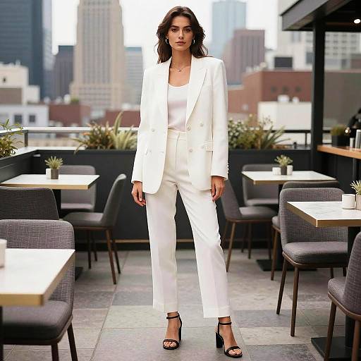 Chic Woman on Rooftop Skyline