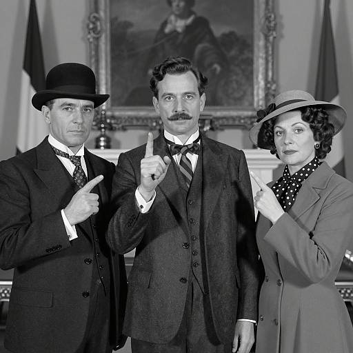 1930s Formal Attire Black and White Scene