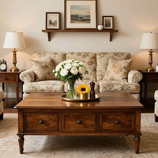 Cozy Wooden Coffee Table Living Room