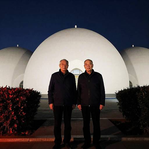 Nighttime Photograph of Two Older Men