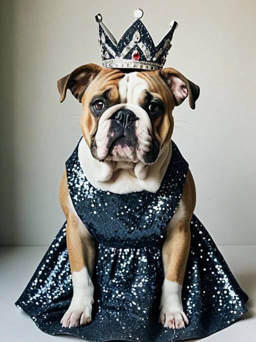 Royal Bulldog in a Sparkling Dress