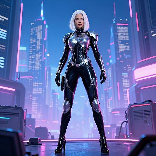 Futuristic Cyberpunk Warrior Woman